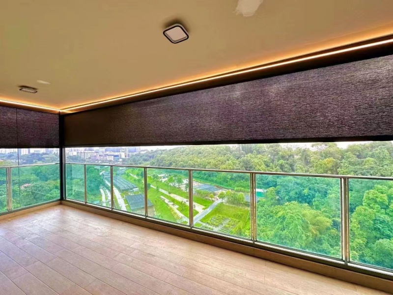 Ultra wide motorized windproof roller blind